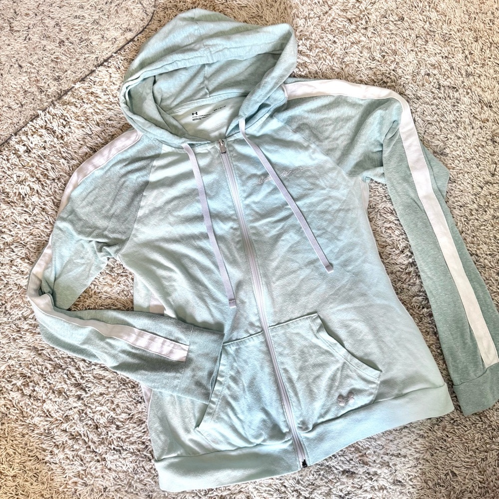 Under Armour - Women's (M) Fitted Light Blue Cotton Jacket Sweatshirt Hoodie